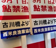 鮎禁漁区サイン(西米良村)